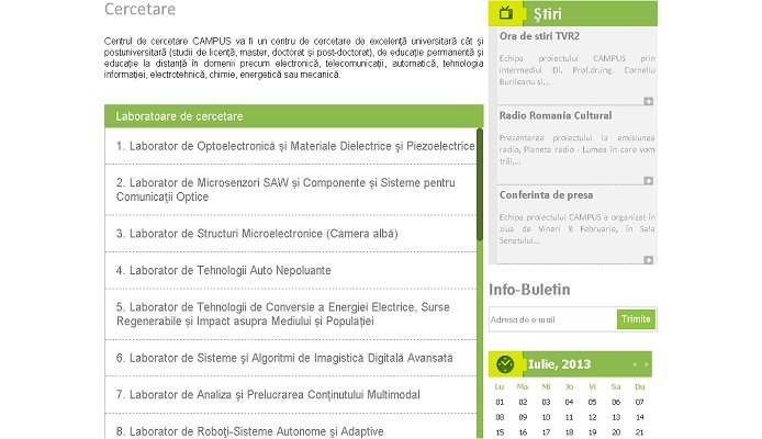 Dezvoltare site de prezentare, Campus - layout site, cercetare, laboratoare.jpg